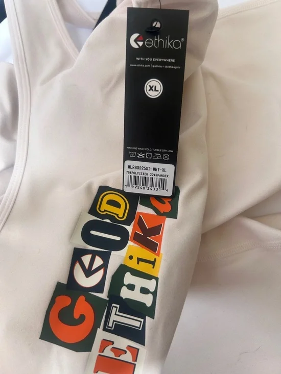 ethika White Sleeveless Jumpsuit with Subtle Orange Logo - Picture 2 of 3